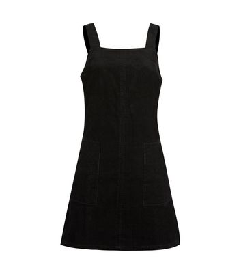 Black Cord Mini Pinafore Dress | New Look